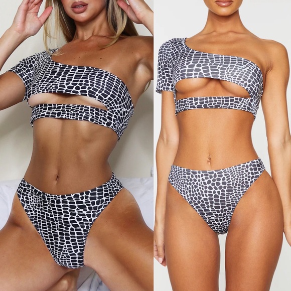 PrettyLittleThing Other - PLT Cut-Out One Shoulder Hi-Rise Cheeky Bikini
